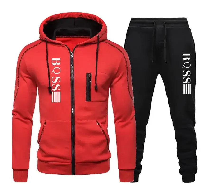 New Brand Men's Clothing Sweatshirt Suit Fall Winter Zipper Suit Hooded Sweater Pants Men's Tracksuit Cardigan Two Piece Set