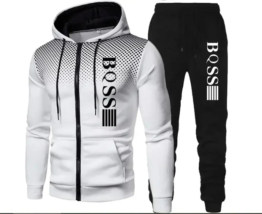 New Brand Men's Clothing Sweatshirt Suit Fall Winter Zipper Suit Hooded Sweater Pants Men's Tracksuit Cardigan Two Piece Set