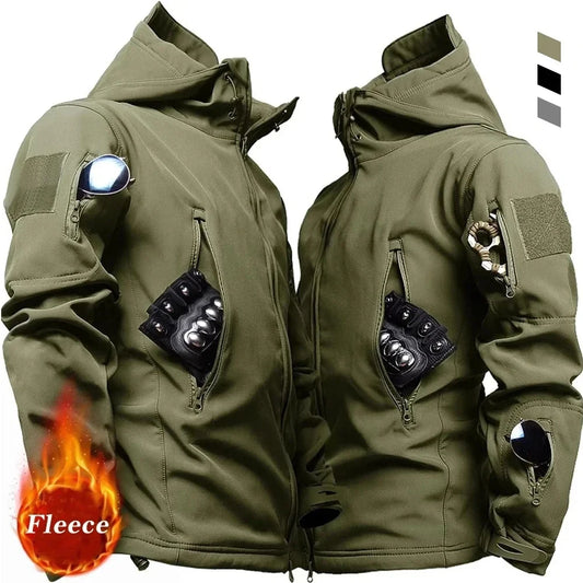 Outdoor Jackets Men Shark Skin Soft Shell Tactical Waterproof  Windbreaker Jacket Mens Hooded Bomber Coats Hiking