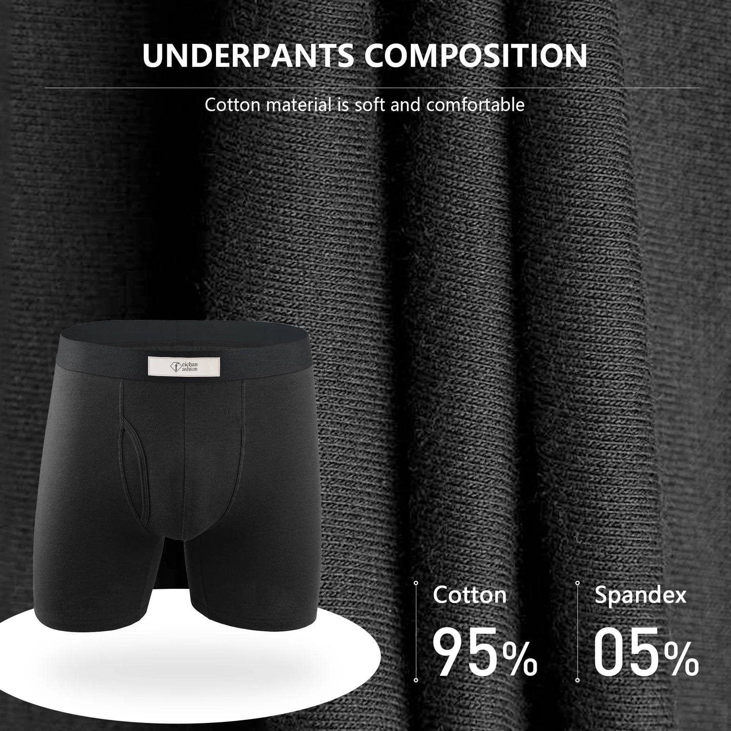 feichan ashion Men's Cotton Underwear Mens Sports Lengthened Boxer Open Boxing Shorts, Elastic Breathable full Support Bag