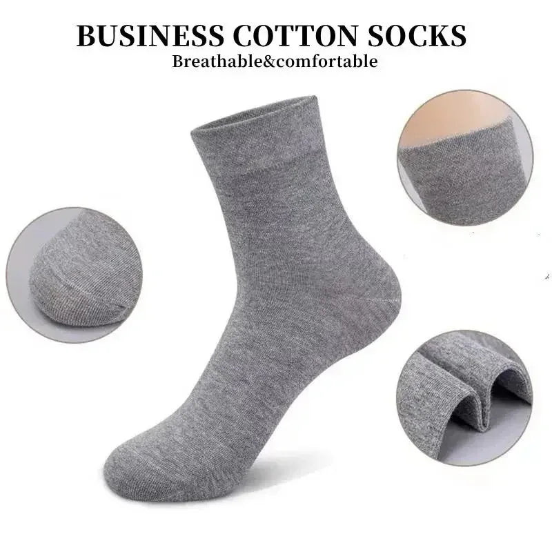 20Pcs/Lot Men's Pure Cotton Socks Plus Size Solid Color Casual Office Business Long Socks Breathable Soft Men's Socks EU39-48